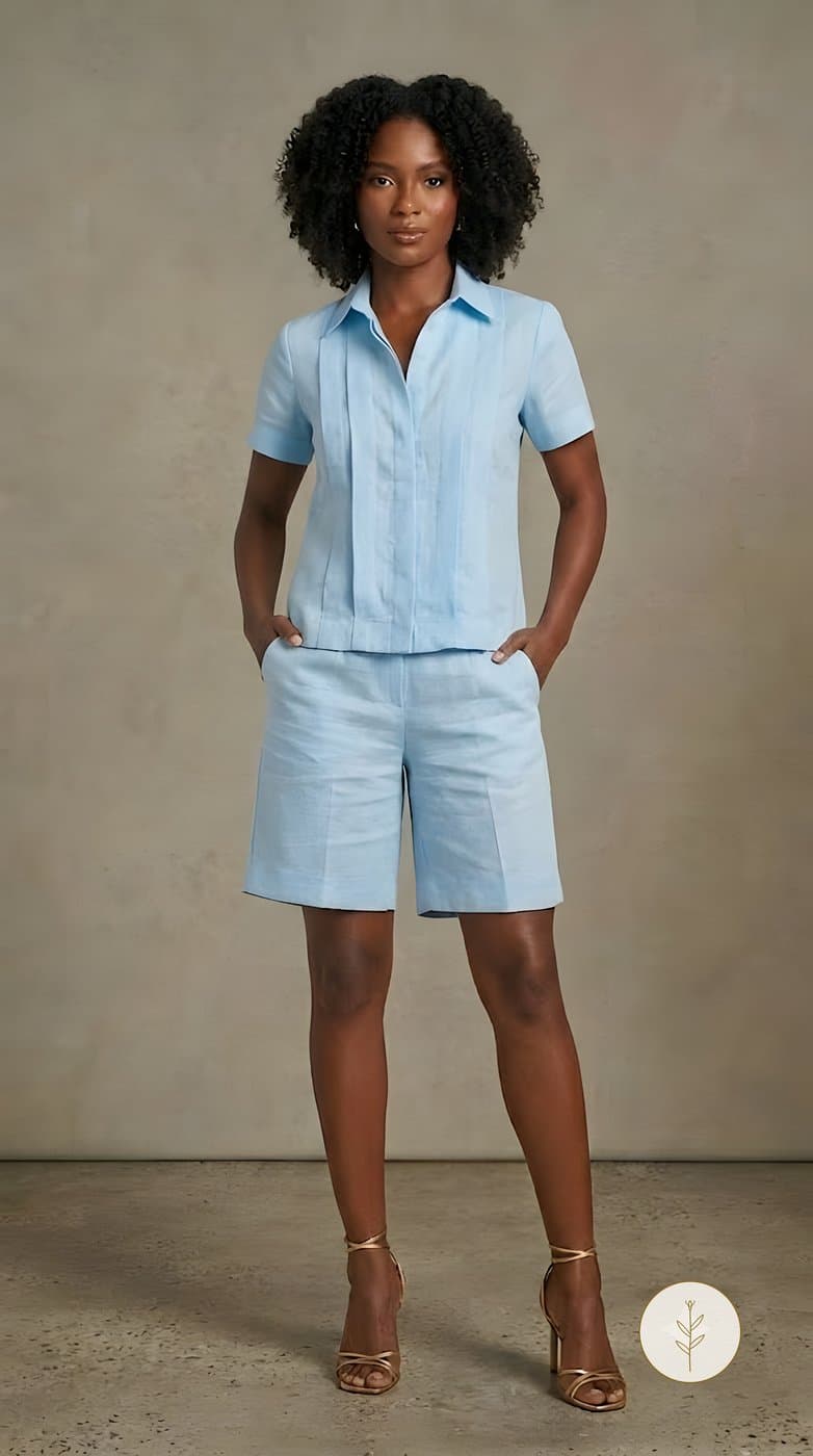 Conjunto Guayabera Celeste miniatura 2