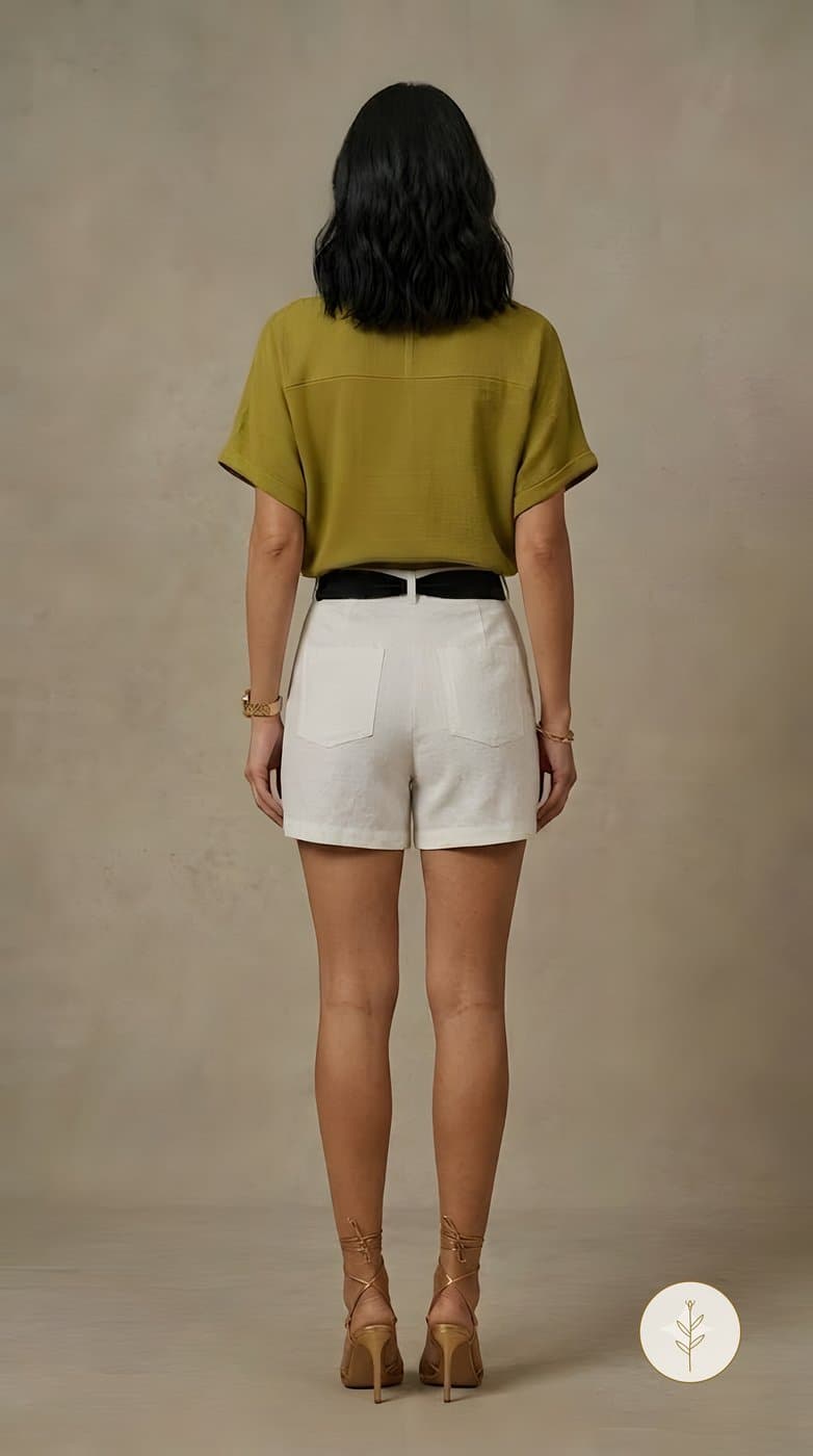 Conjunto Oliva y Blanco con Lazo Negro miniatura 4