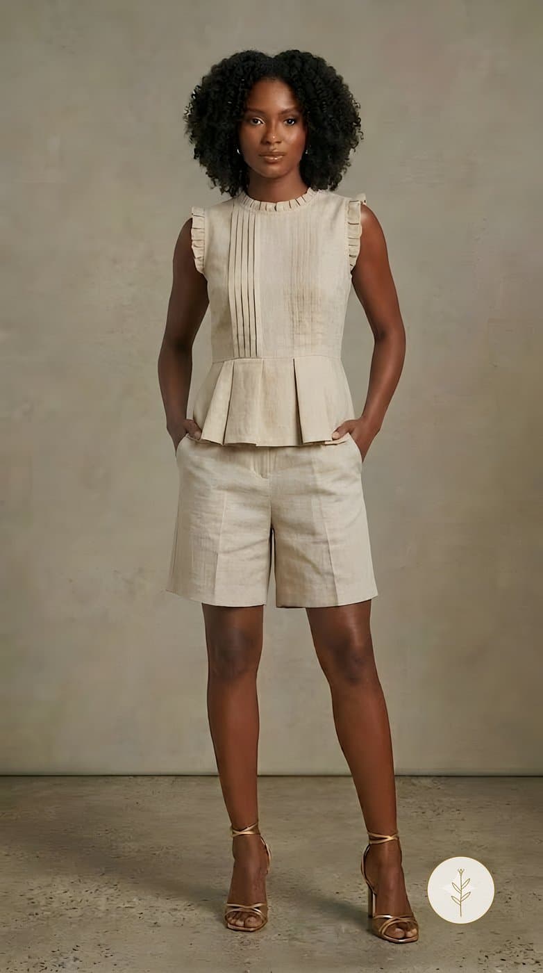Conjunto Top con Vuelo y Volantes Crudo miniatura 2