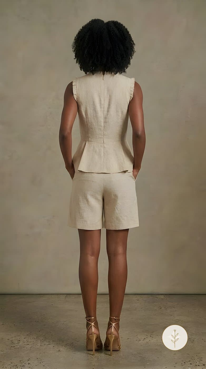 Conjunto Top con Vuelo y Volantes Crudo miniatura 4