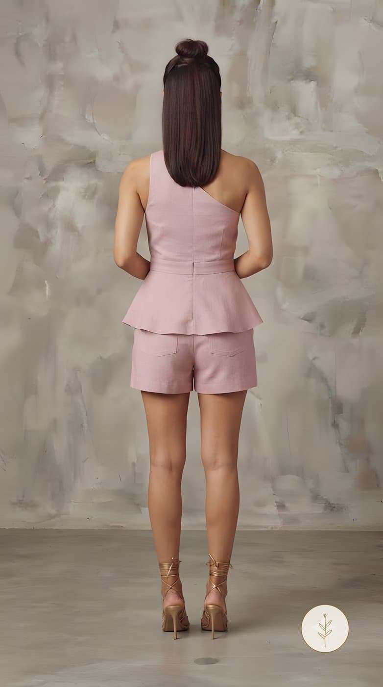 Enterizo Corto Un Hombro Rosa Palo miniatura 4
