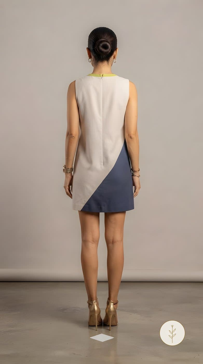 Vestido Bicolor con Línea Diagonal Lima miniatura 4