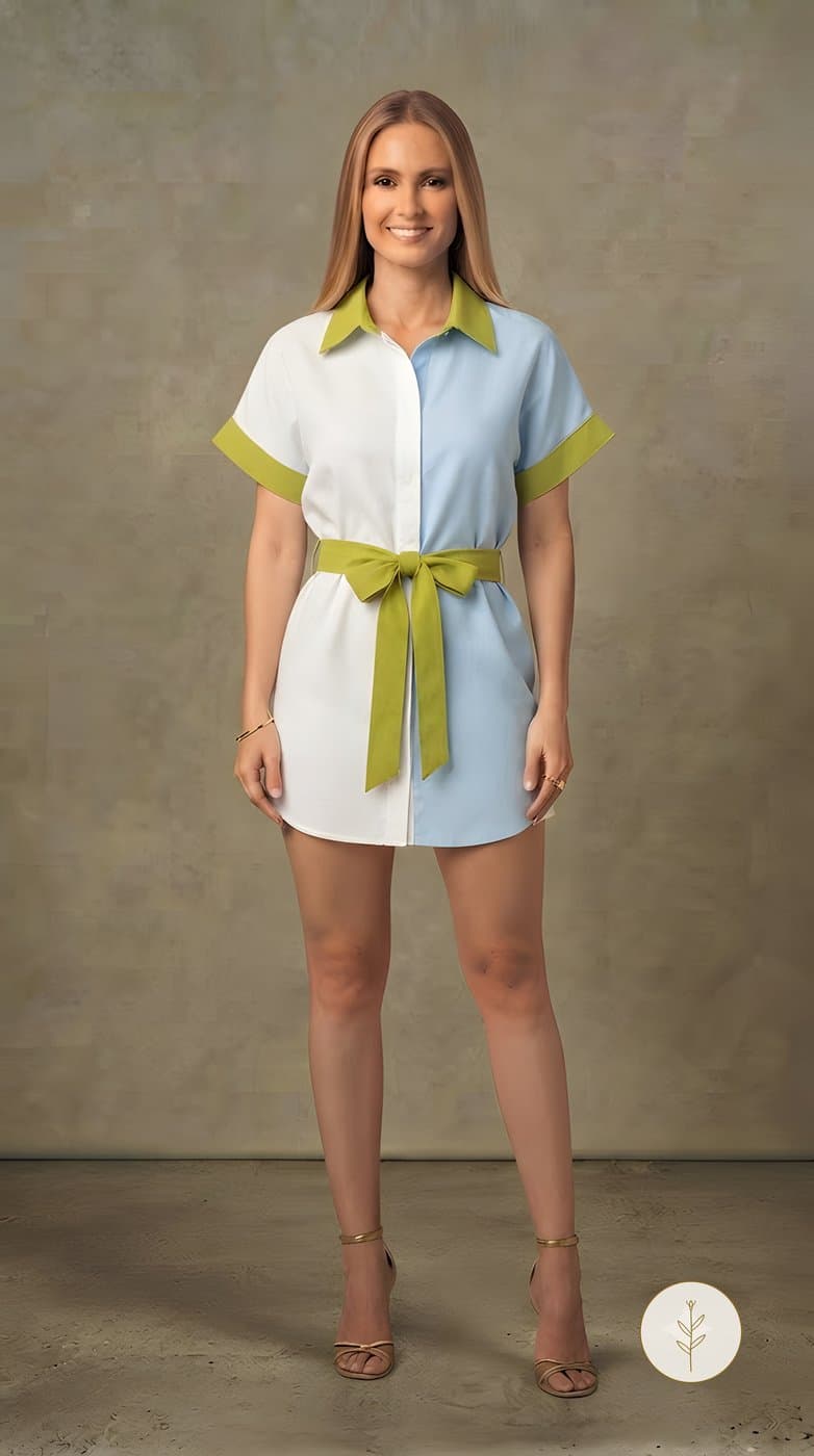 Vestido Camisero Bicolor con Borde Lima miniatura 2