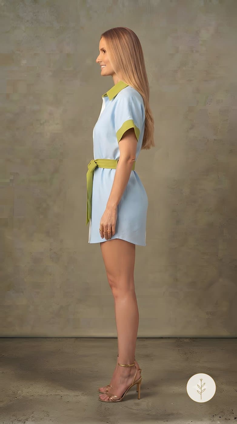 Vestido Camisero Bicolor con Borde Lima miniatura 3