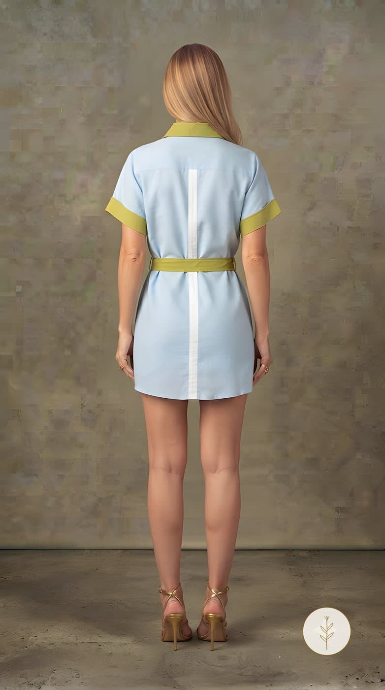 Vestido Camisero Bicolor con Borde Lima miniatura 4