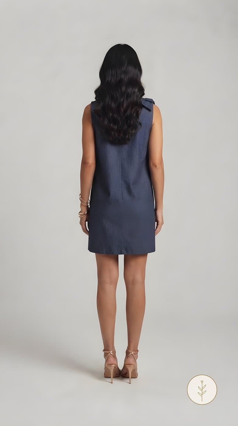 Vestido Marino con Lazo al Hombro miniatura 4