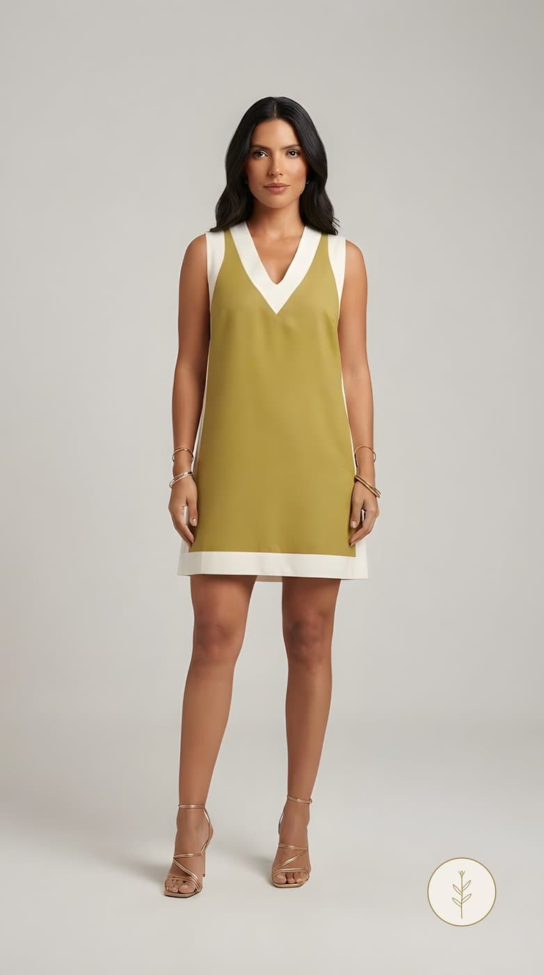 Vestido Mostaza con Borde Crudo miniatura 2