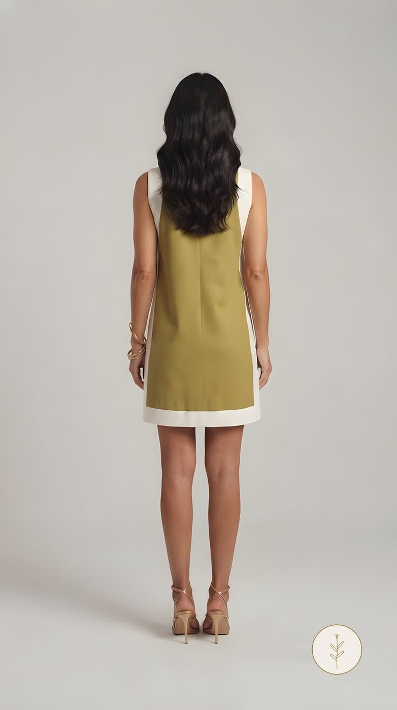 Vestido Mostaza con Borde Crudo miniatura 4