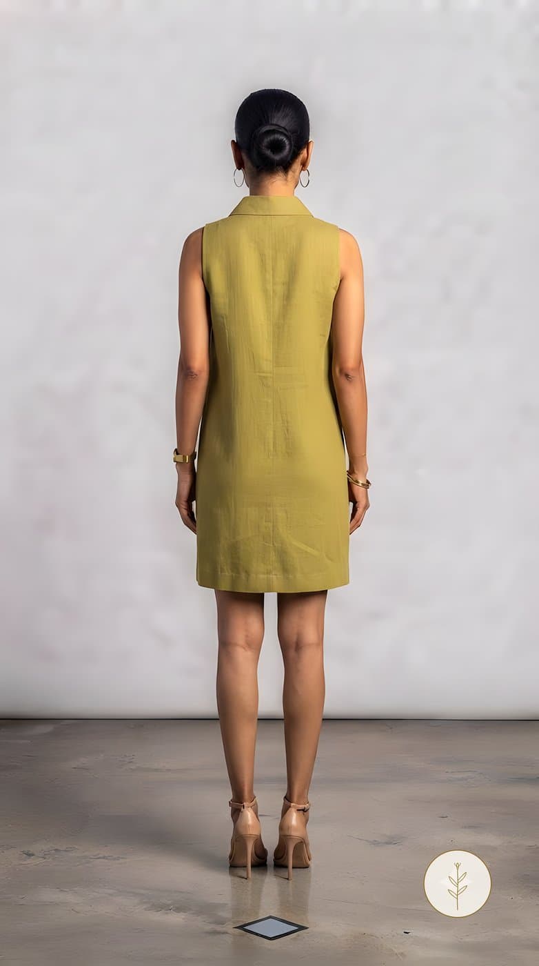 Vestido Oliva Cuello Camisa miniatura 4