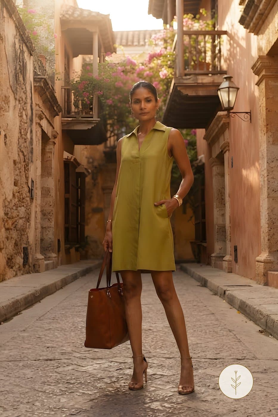 Vestido Oliva Cuello Camisa